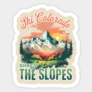 Ski Colorado Shred the Slope Mountain Nature Outdoors Retro Vintage Sticker